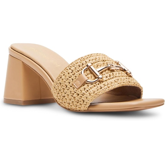 Madden Girl Shoes - Madden Girl Tan Woven Mules‎ with Block Heel women’s Size 6.5 ✅